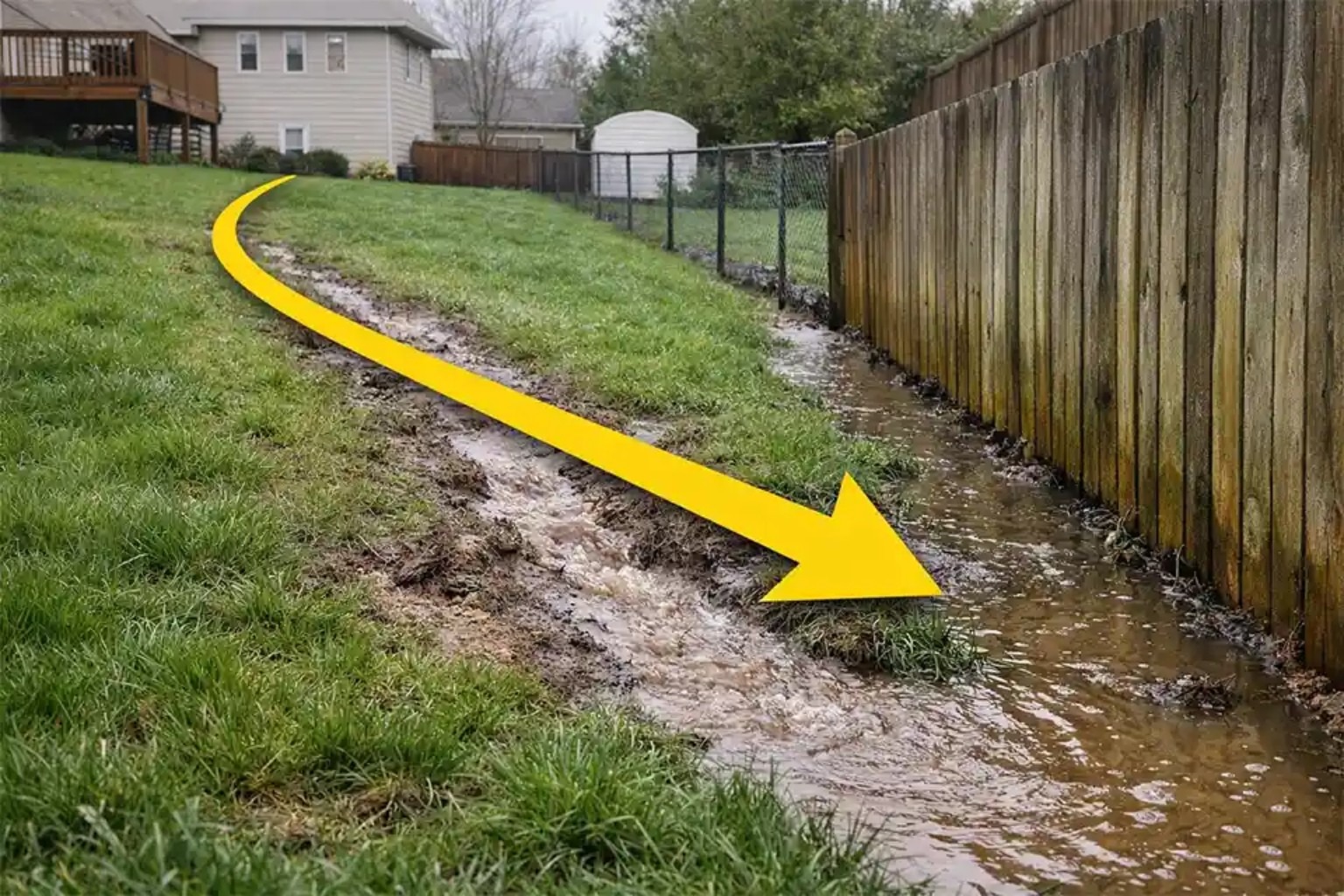Wet lawn drainage repair