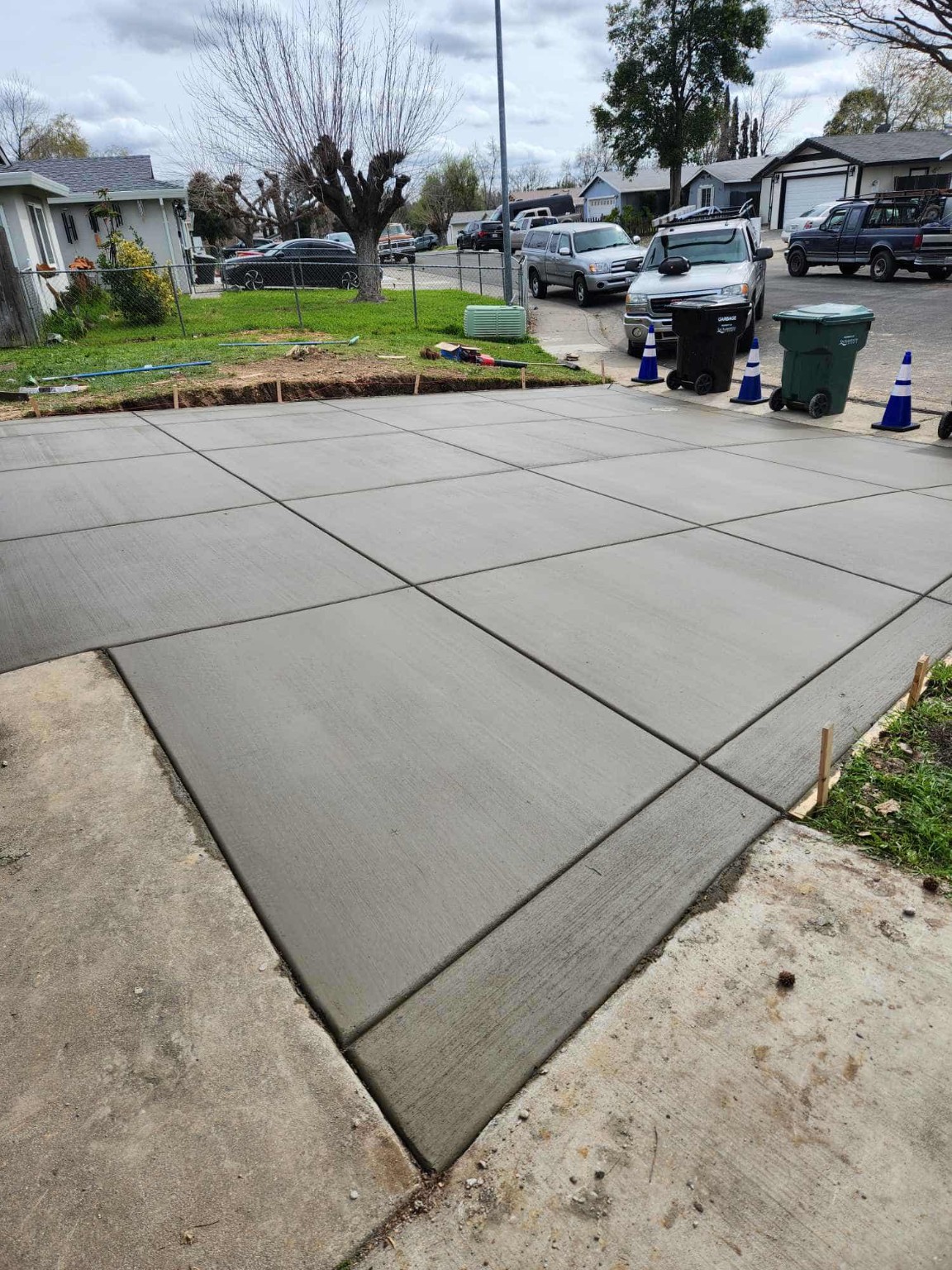 Broom finish concrete patio