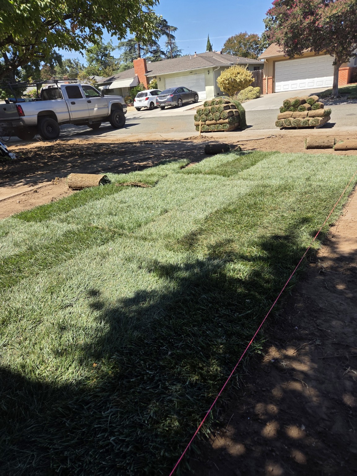 Fresh sod installation